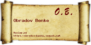 Obradov Benke névjegykártya